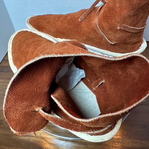 Traditional Navajo rust suede Moccasin Boots No button leather soles grounding - Picture 5 of 8